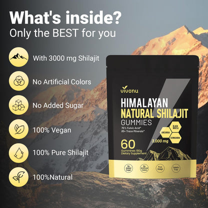 VivoNu Himalayan Shilajit Gummies: Ashwagandha & Gokshura | Organic, Non-GMO