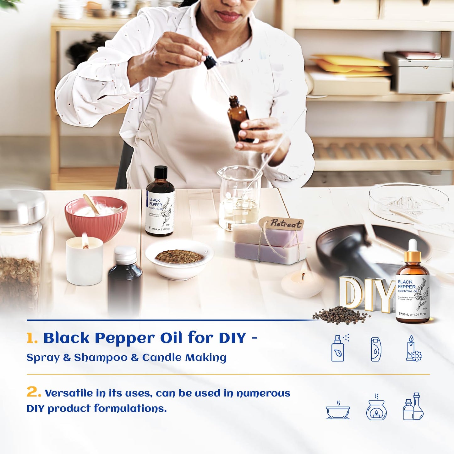 HIQILI 1 oz Black Pepper Essential Oil – 100% Pure for Aromatherapy (30 ml)