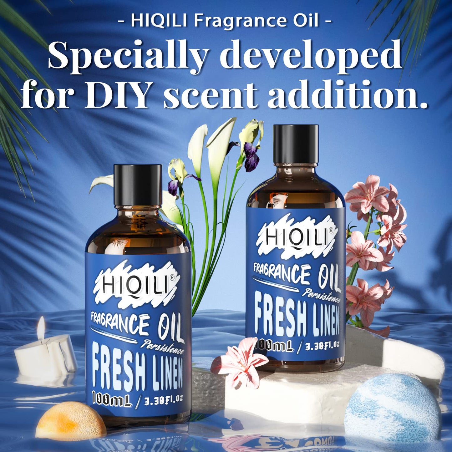 HIQILI Fresh Linen Fragrance Oil 100ml | Diffuser, Car Freshies, Candle & Soap Making