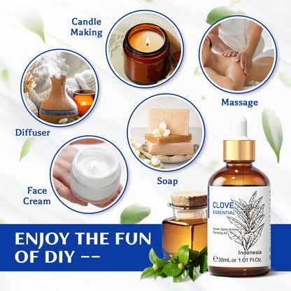 HIQILI Clove Essential Oil – 1 oz / 30 ml for Teeth & Gums
