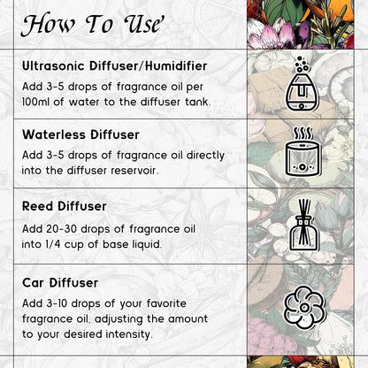 HIQILI Flower of The Dragon Diffuser Oil - Long-Lasting Refill for Humidifiers & Reed Diffusers, Hotel-Grade Scent, 0.34 Fl Oz