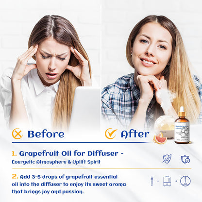 HIQILI Grapefruit Essential Oil 30 ml | Pure & Natural for Diffuser & Skin Care
