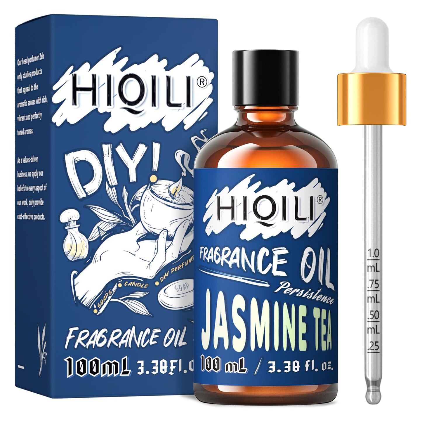 HIQILI Jasmine Tea Essential Oil 100ml | Fragrance Oil for Diffusers, Candles & Soap