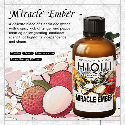 HIQILI Miracle Ember Fragrance Oil – Fruity Floral Scent for Candles, Soaps & Diffusers | 1 Fl Oz