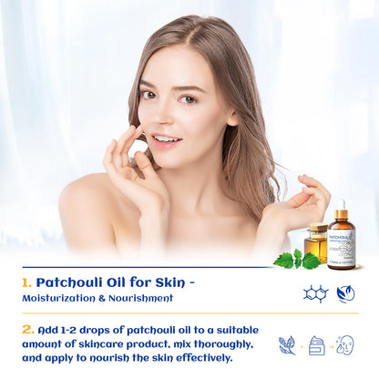HIQILI Patchouli Essential Oil – Organic, 100% Pure (30ml) for Diffuser & Aromatherapy