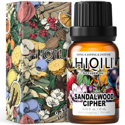 HIQILI Sandalwood Cipher Diffuser Oil – Long-Lasting Scent for Diffusers, Cars & Home