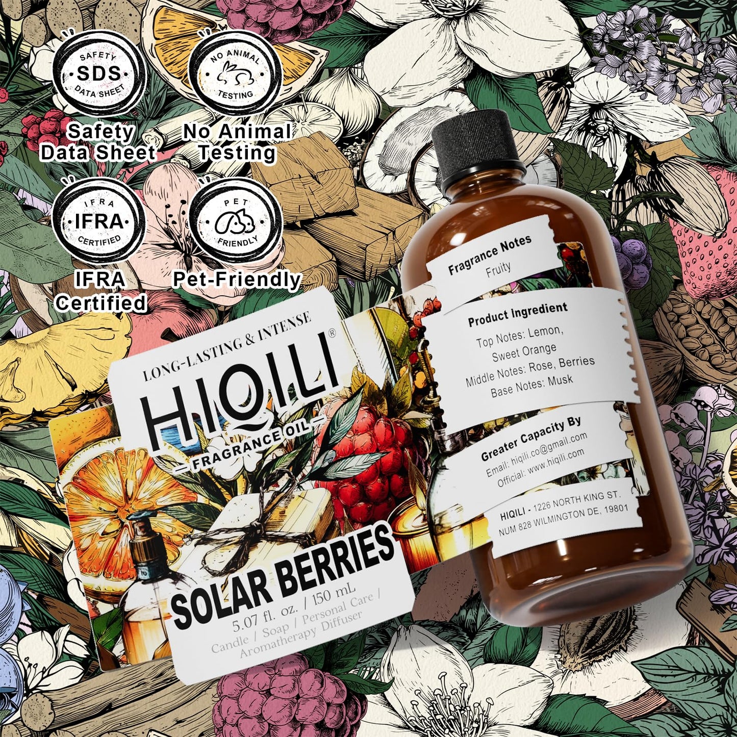 HIQILI Solar Berries Fragrance Oil – 5.07 Fl Oz for Candles & Diffusers