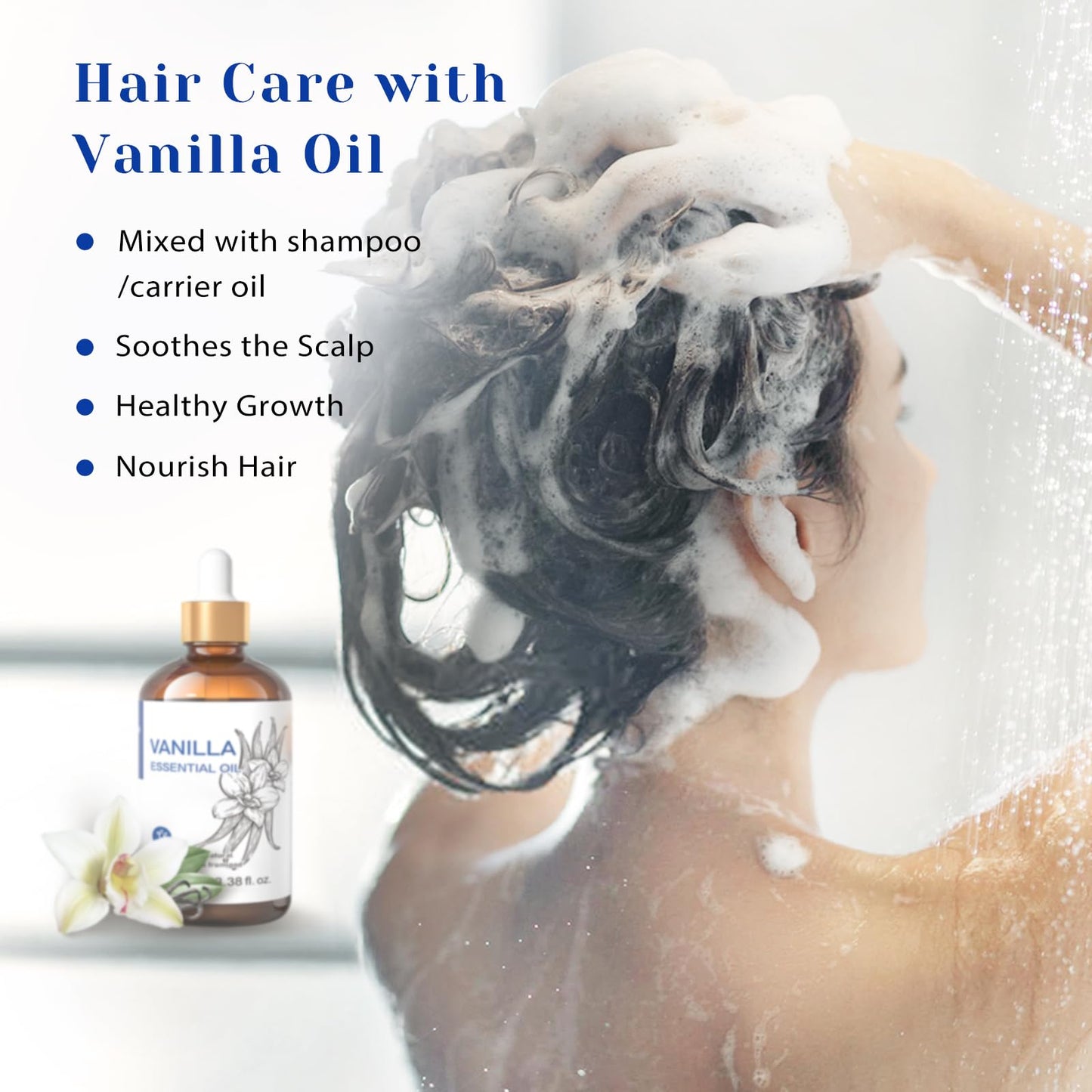 HIQILI Vanilla Essential Oil - 100ml, Undiluted Pure Vanilla Aroma for Diffusers, DIY Cosmetics, Candles & Soaps