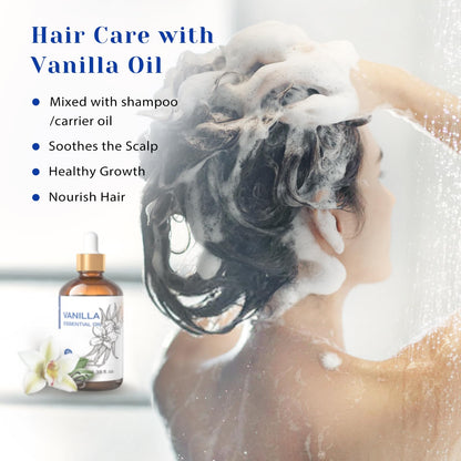 HIQILI Vanilla Essential Oil - 100ml, Undiluted Pure Vanilla Aroma for Diffusers, DIY Cosmetics, Candles & Soaps