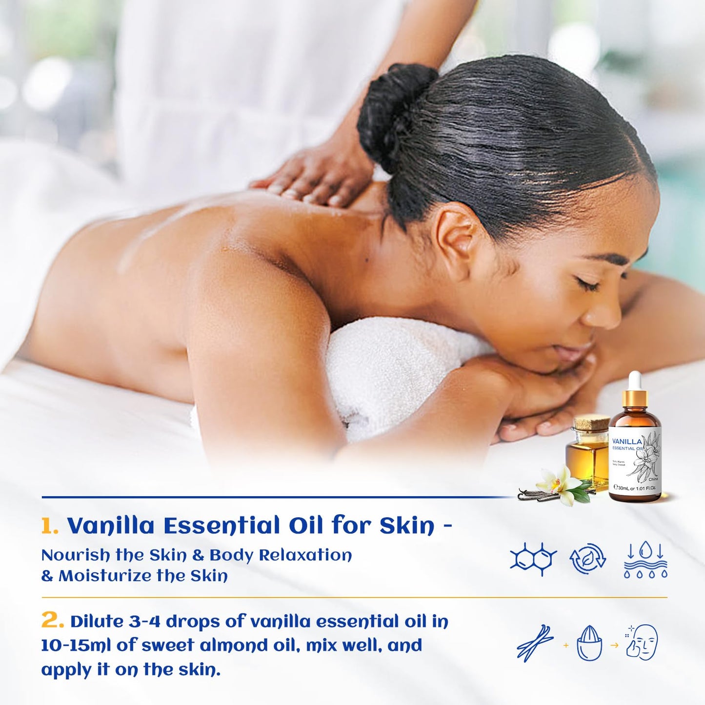 HIQILI Vanilla Essential Oil 1 oz – Pure, Undiluted Aroma for Skincare, Diffuser & DIY