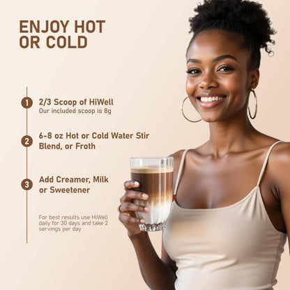 HiWell 12-in-1 Mushroom Coffee - Organic Ginseng, Lion's Mane, Low Caffeine
