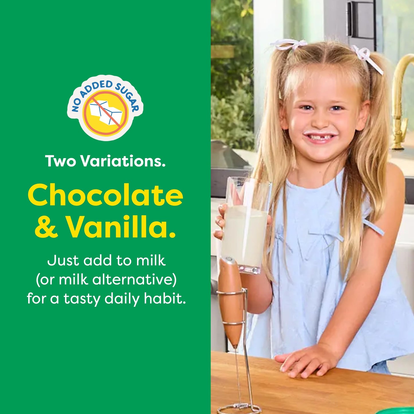 HIYA Kids Greens Powder Sticks - 55 Whole-Food Ingredients (Chocolate)