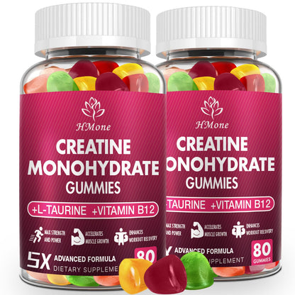 HMone Creatine Monohydrate Gummies – 5g per Serving (Creapure), 160 Count, Vegan & Sugar Free