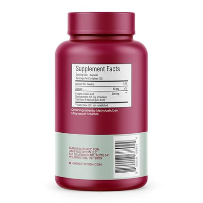 HMS Nutrition Stabilized R-Lipoic Acid 300mg – 120 Capsules, Vegan & NSF Certified