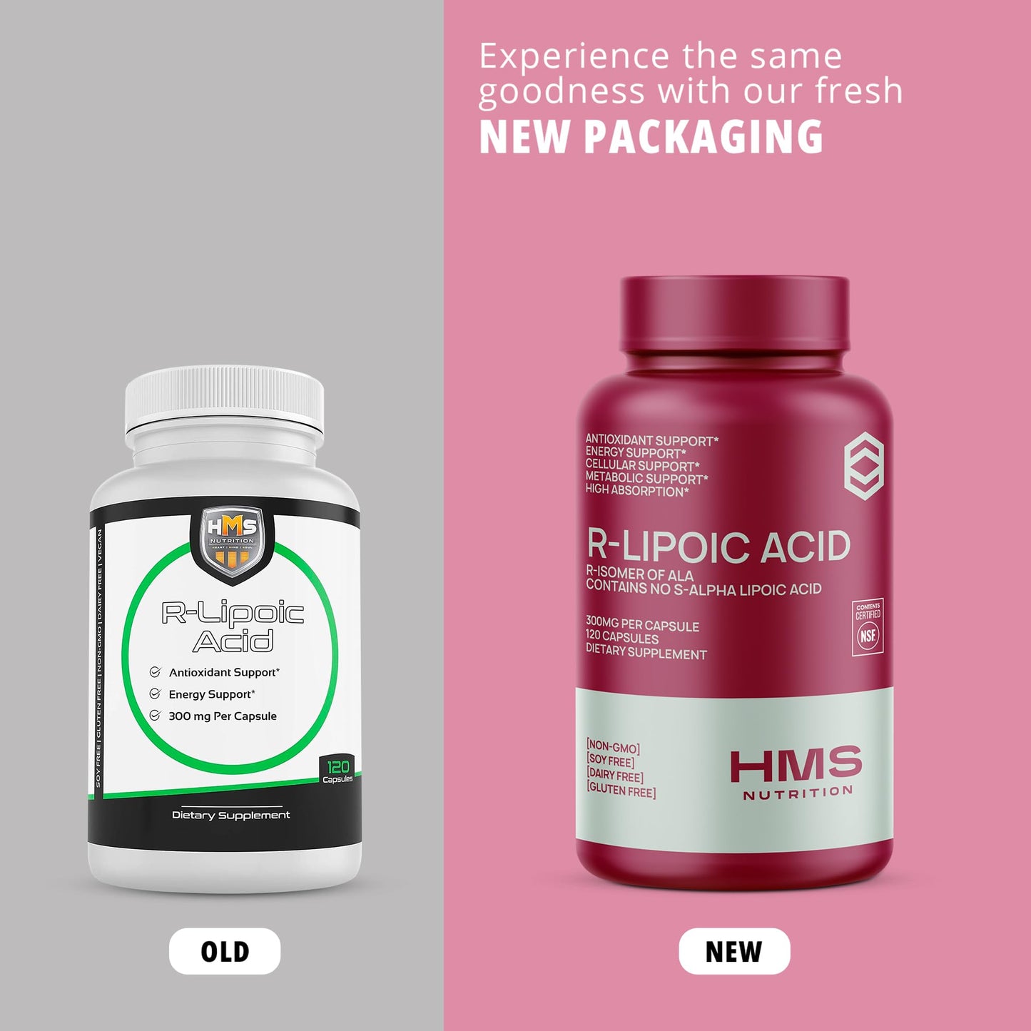HMS Nutrition Stabilized R-Lipoic Acid 300mg – 120 Capsules, Vegan & NSF Certified