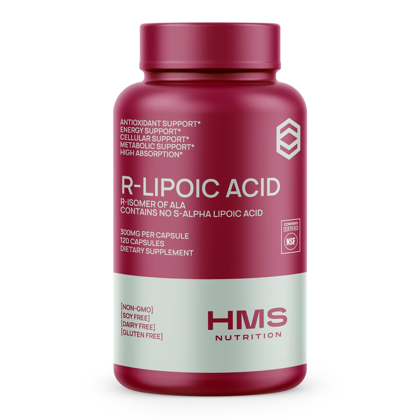 HMS Nutrition Stabilized R-Lipoic Acid 300mg – 120 Capsules, Vegan & NSF Certified