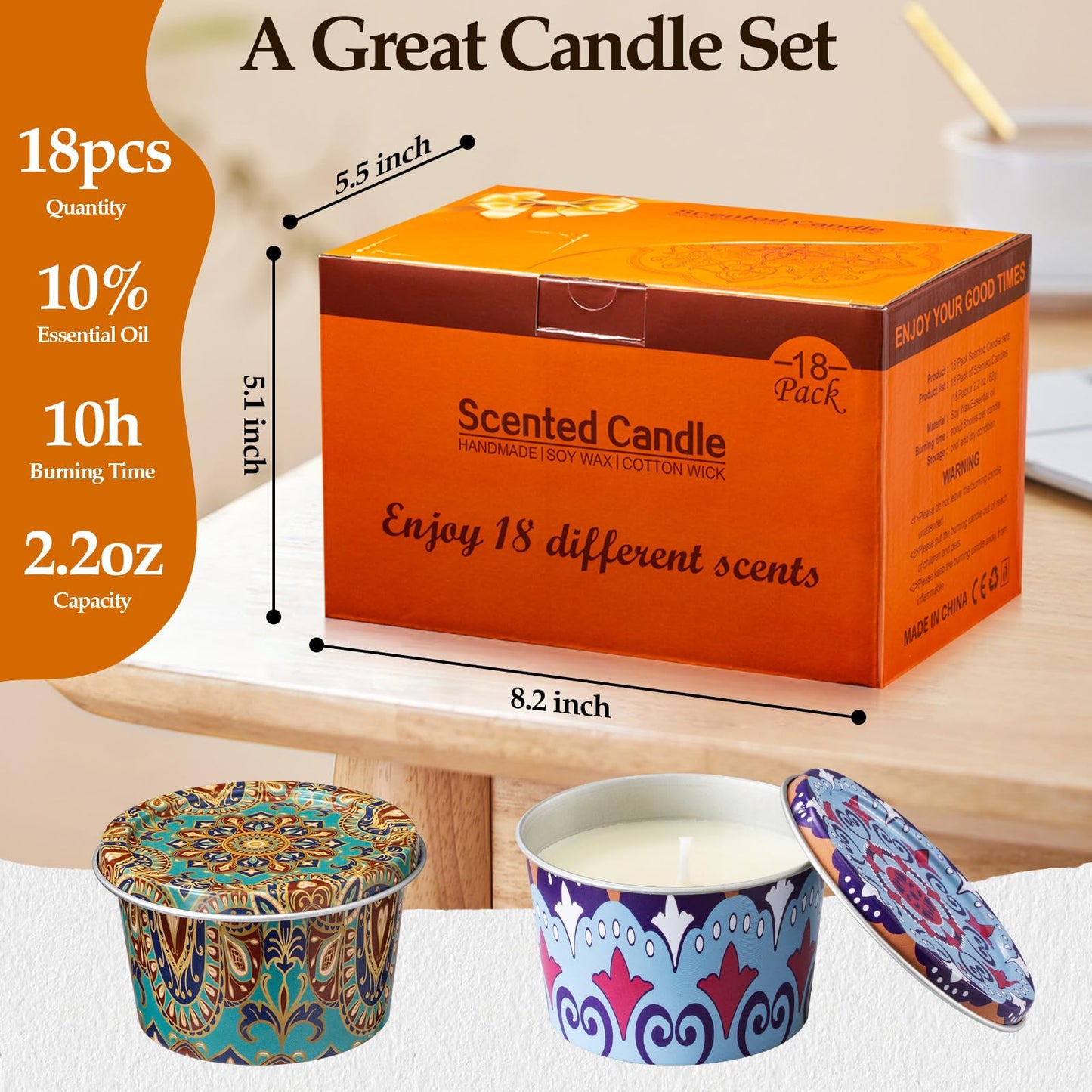 HOFOGOTOWIN 18-Pack Scented Candle Sets | Travel Aromatherapy Soy Candles