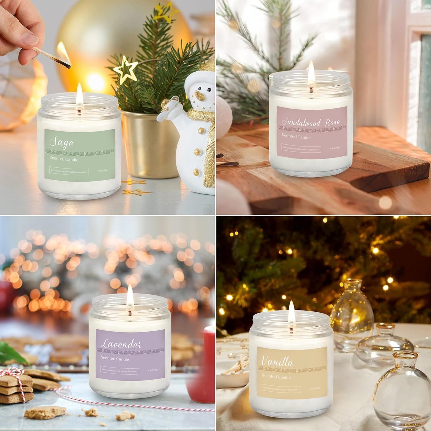 Holiday Scented Candle Gift Set - 6-Pack Natural Soy Candles