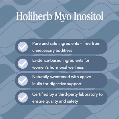 Holiherb Myo Inositol (4g) + Methyl Folate + CoQ10 (100mg) | Powdered Supplement | 50 Days