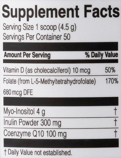 Holiherb Myo Inositol (4g) + Methyl Folate + CoQ10 (100mg) | Powdered Supplement | 50 Days