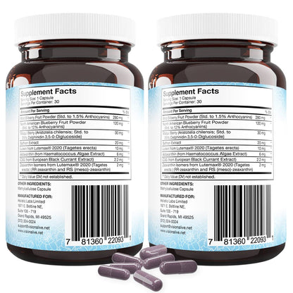 Holistic Health Labs Vision Alive Max – Eye Health Supplement with Lutemax 2020, 8 Natural Ingredients (30 Count x 2)