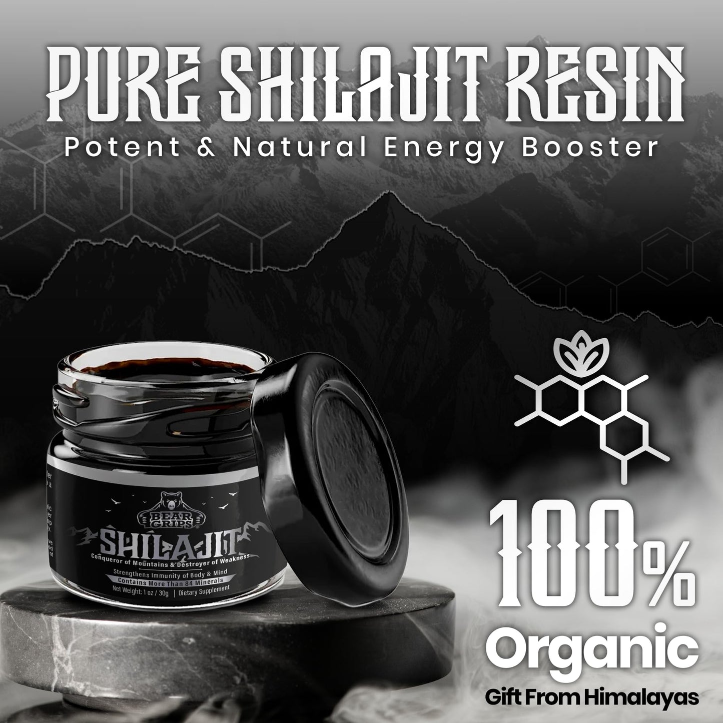 Shilajit Pure Himalayan Organic - Original Shilajit Resin 30g | 85+ Minerals & Fulvic Acid