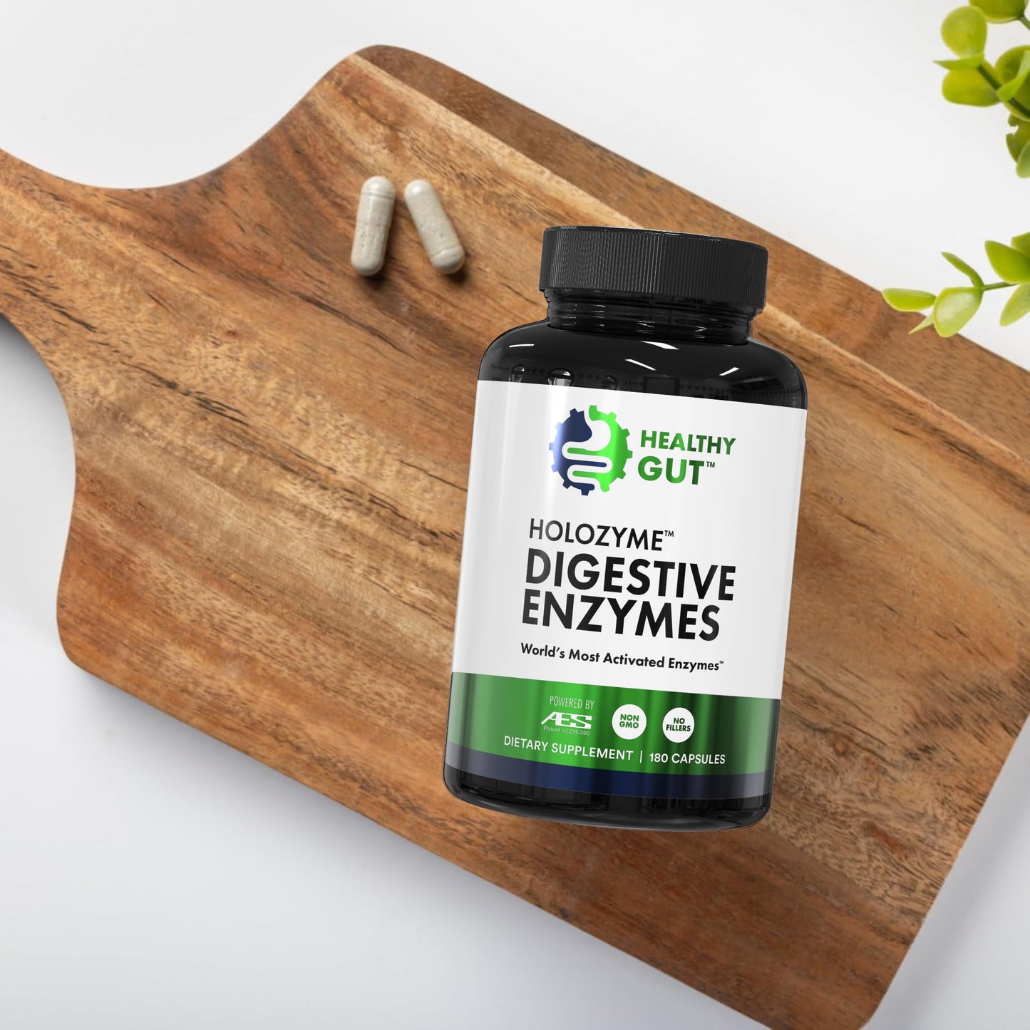 Healthy Gut HoloZyme Max Strength Digestive Enzymes | FODMAP Support with Inulinase, Amyloglucosidase & Invertase | 90 Servings