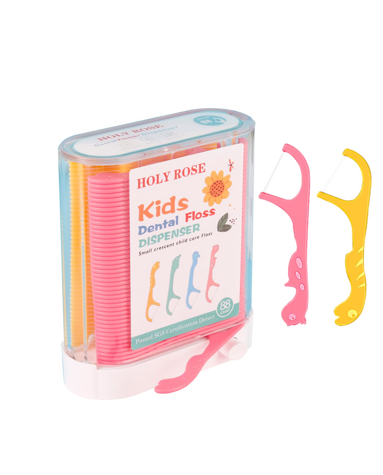Kids Dental Floss Picks | Holy Rose Flossers Dispenser – Unwaxed & Unflavored