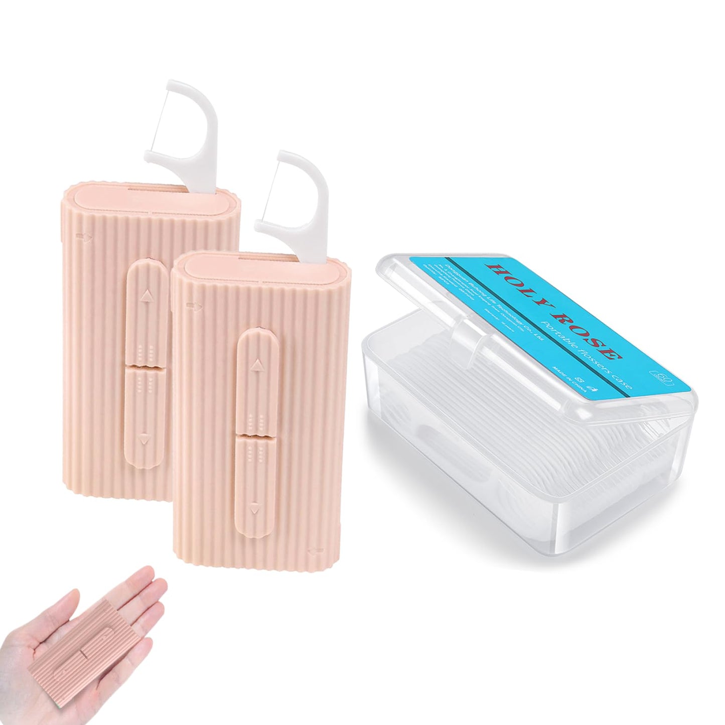 Holy Rose Portable Dental Floss Dispenser - 2 Box, 80 Count (Pink)