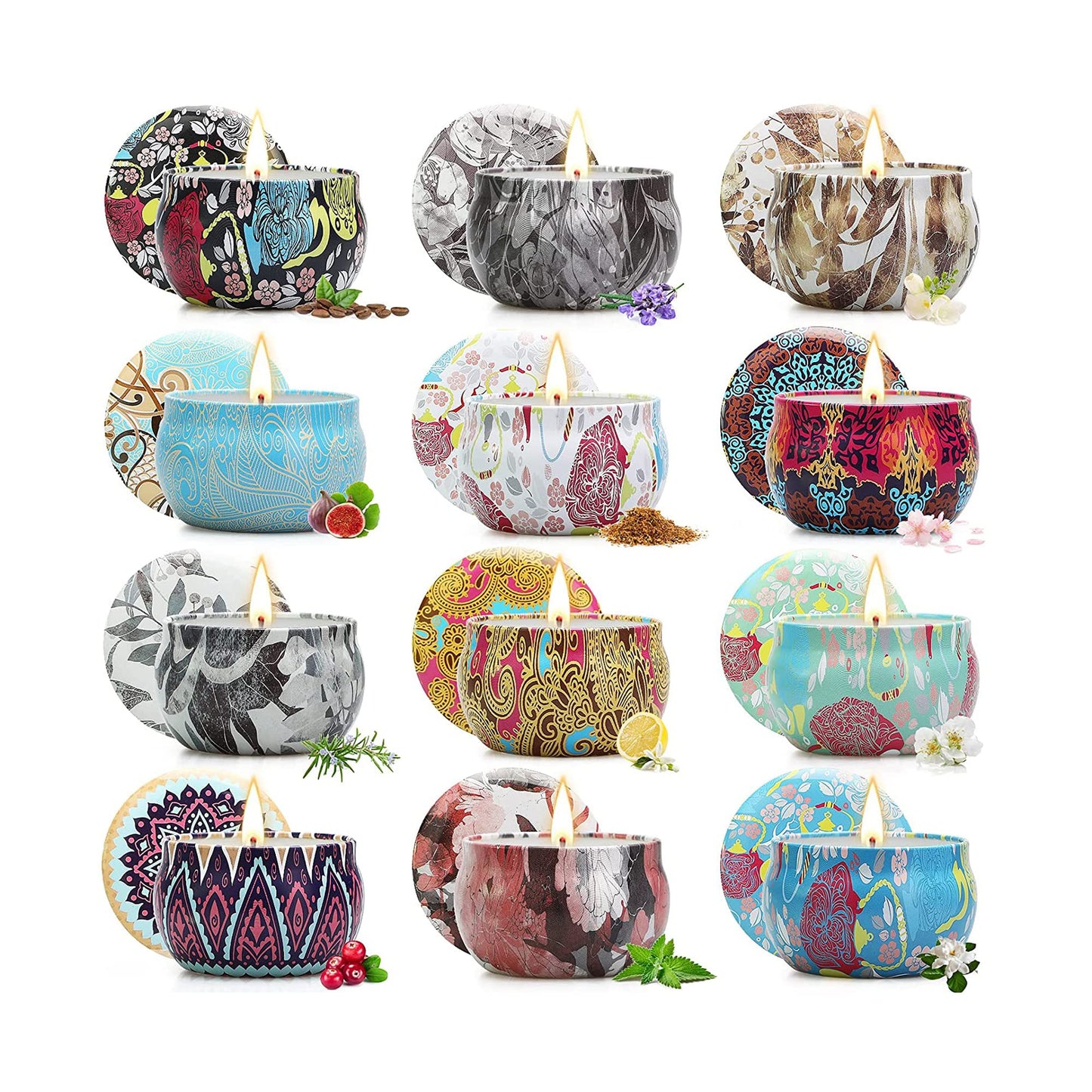 12 Pack Scented Soy Candles - Floral Gift Set for Women | Valentines Day & Mother's Day