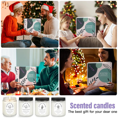 Lavender Candle Gift Set 4-Pack | Soy Wax Aromatherapy Candles for Relaxation & Christmas Gifts