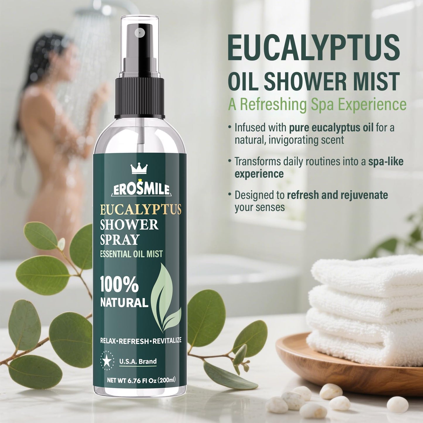 Eucalyptus Shower Spray – Pure Eucalyptus Oil, At-Home Spa
