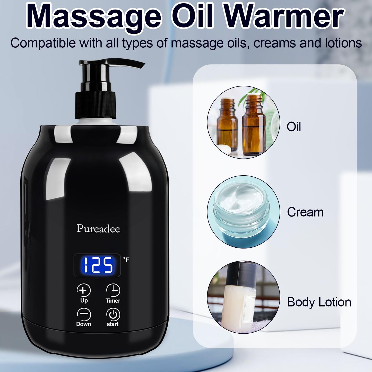 Massage Oil Warmer for Therapy, Spa, Salon, Barbershops & Home – Two Bottle Dispenser