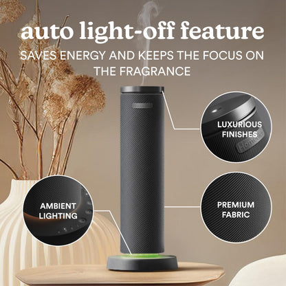 Homedics SereneScent Fabric Waterless Diffuser – Cordless, 14h Battery, 6 Lights (Black)