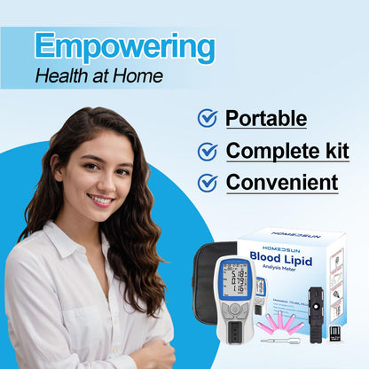 HOMEDSUN HSLPM-102 Portable Cholesterol Testing Kit – 4-in-1 Lipid Analyzer (TC/HDL/LDL/Triglycerides)