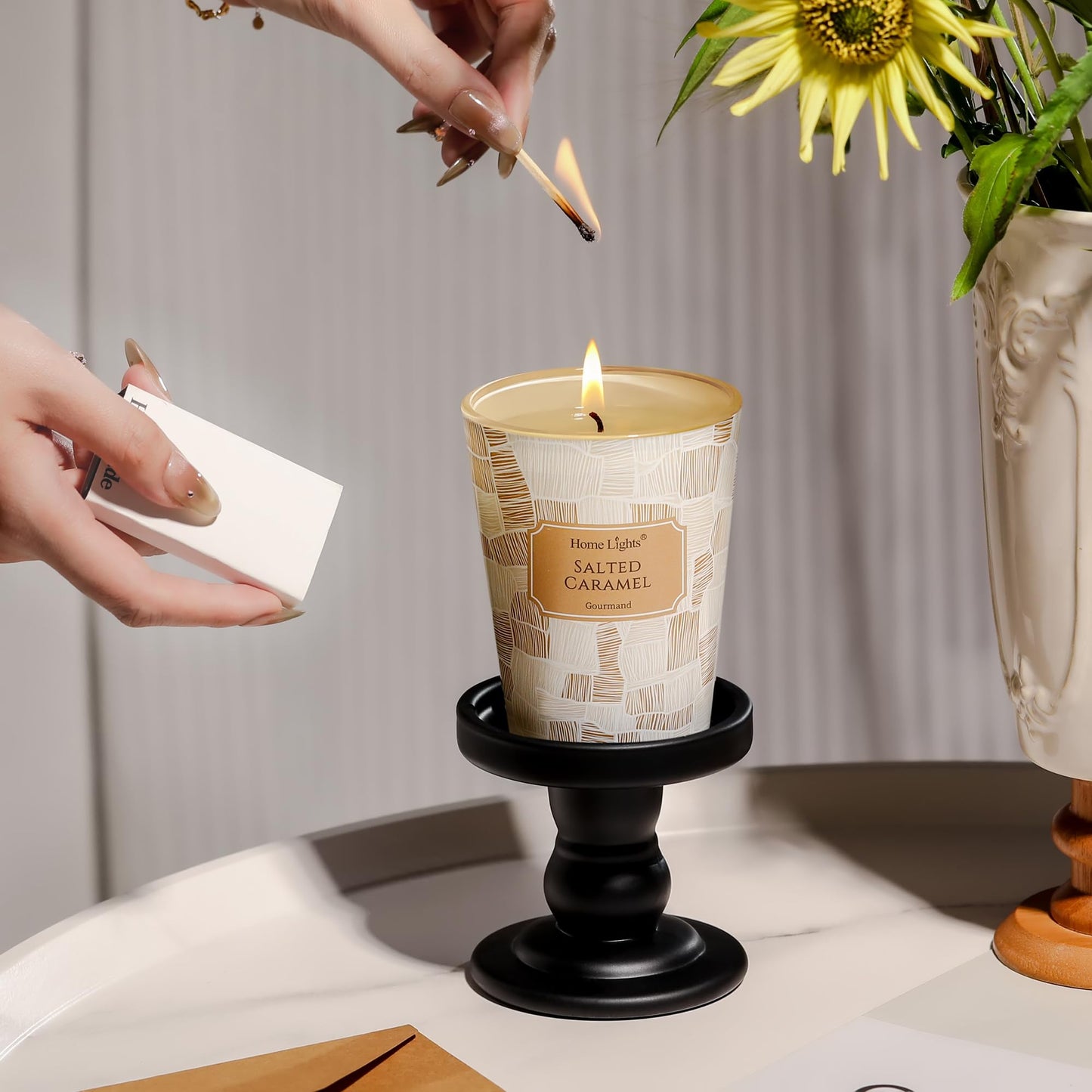 HomeLights Salted Caramel Soy Wax Candle – 6.7oz, 1-Wick, Aromatherapy Gift