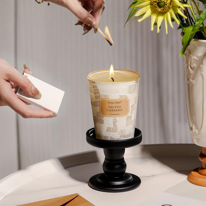 HomeLights Salted Caramel Soy Wax Candle – 6.7oz, 1-Wick, Aromatherapy Gift