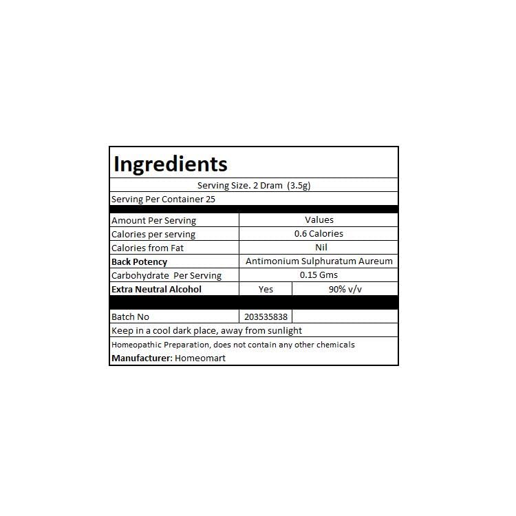 Antimonium Sulphuratum Aureum 6C Pellets – Pack of 3 | Homeopathy | Homeomart