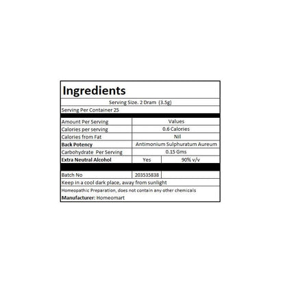 Antimonium Sulphuratum Aureum 6C Pellets – Pack of 3 | Homeopathy | Homeomart