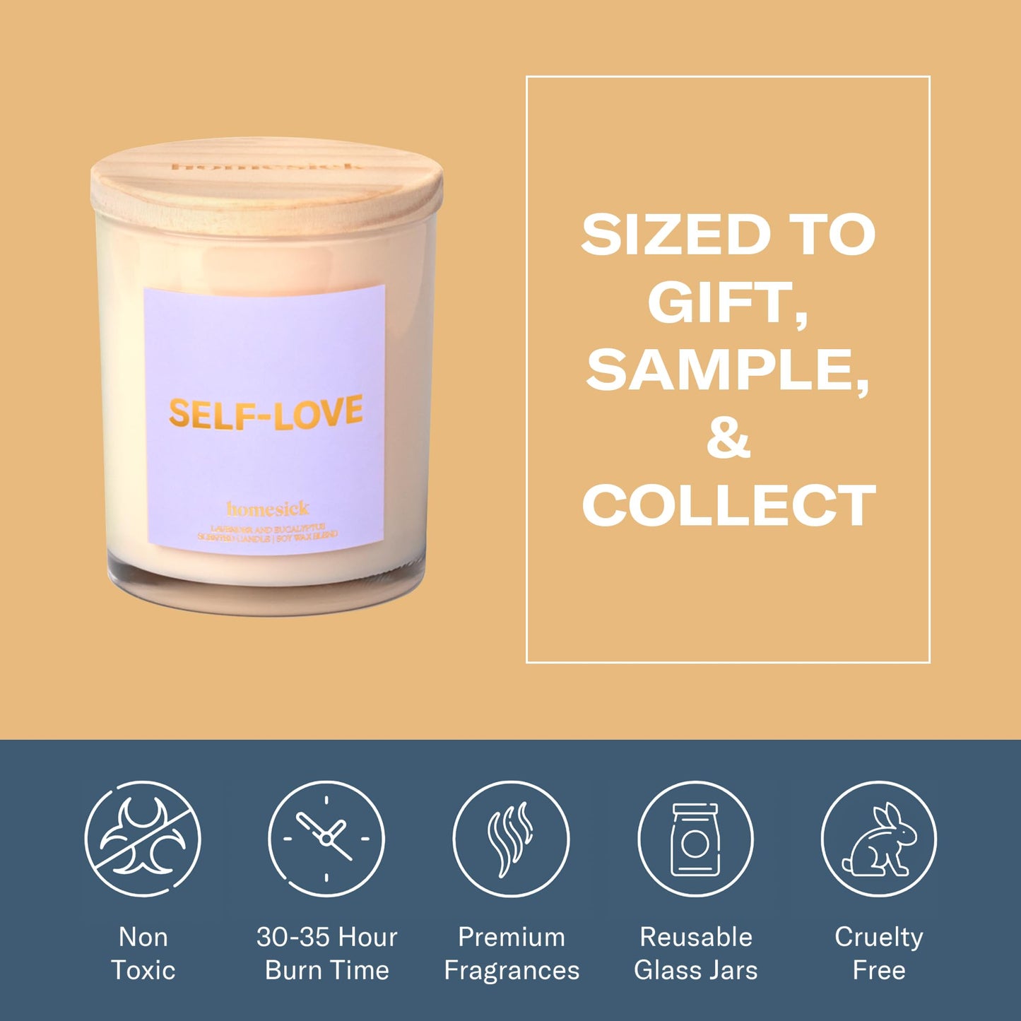 Homesick Self Love Starter Candle – Eucalyptus & Lavender, 7.5 oz Soy Wax