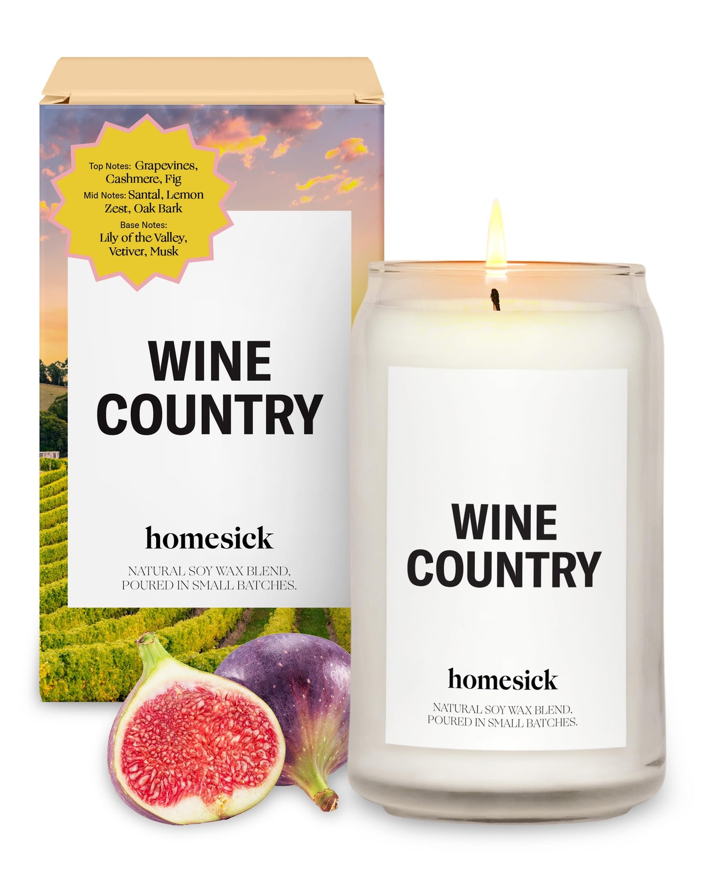 Homesick Wine Country Scented Candle - 13.75 oz, Long-Lasting Soy Wax