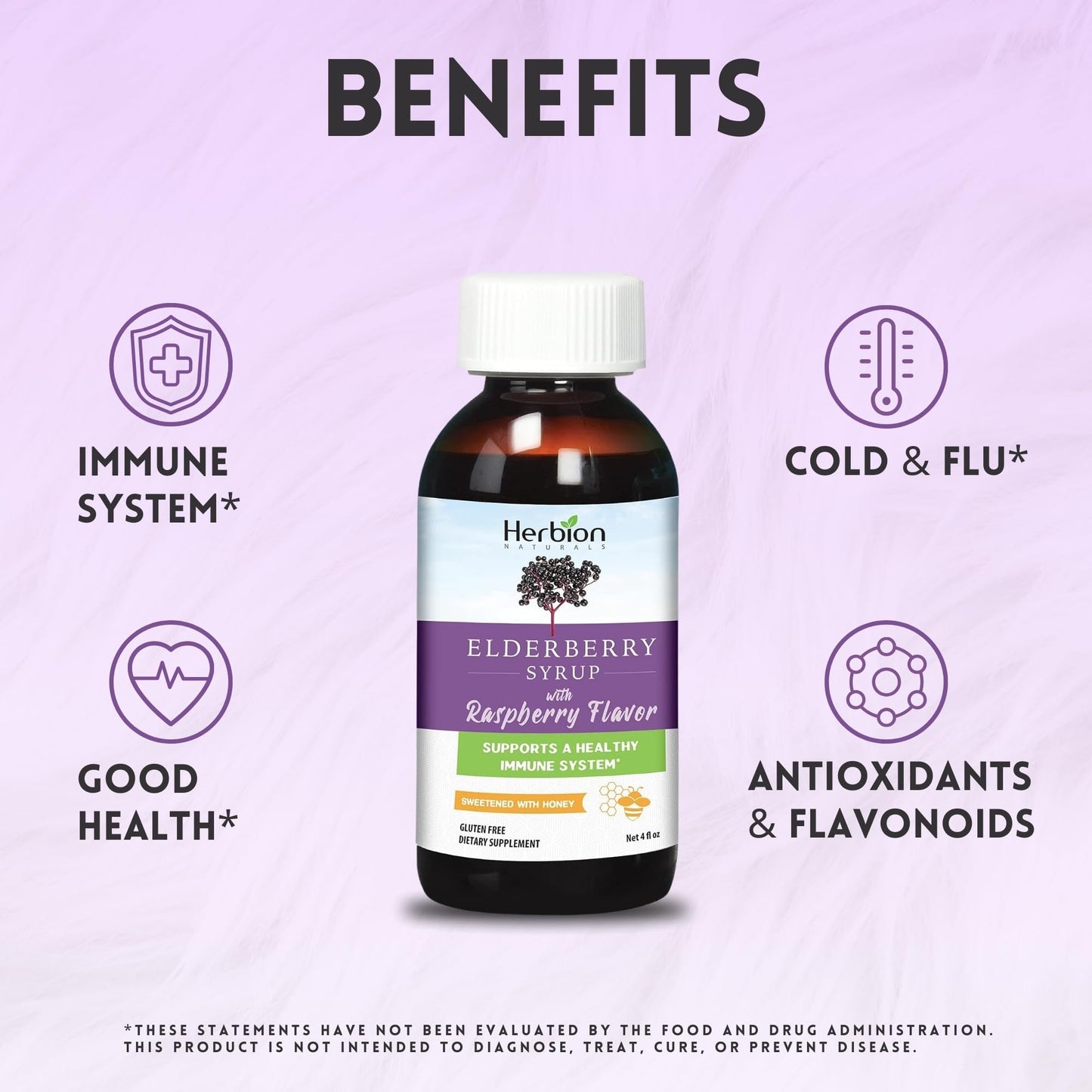 Herbion Naturals Elderberry Syrup – Immune Support for Adults & Kids 1+