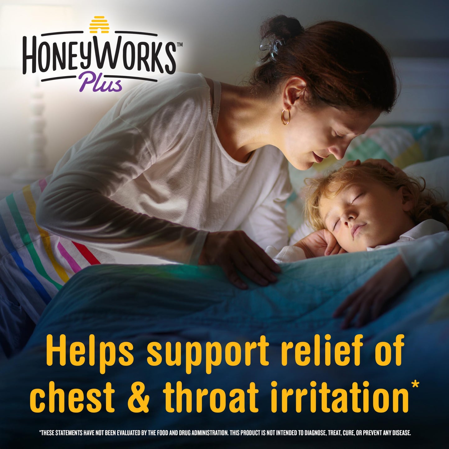 HoneyWorks Nighttime Cough Syrup for Kids – Organic Honey, Ivy Leaf, Melatonin | 4 oz