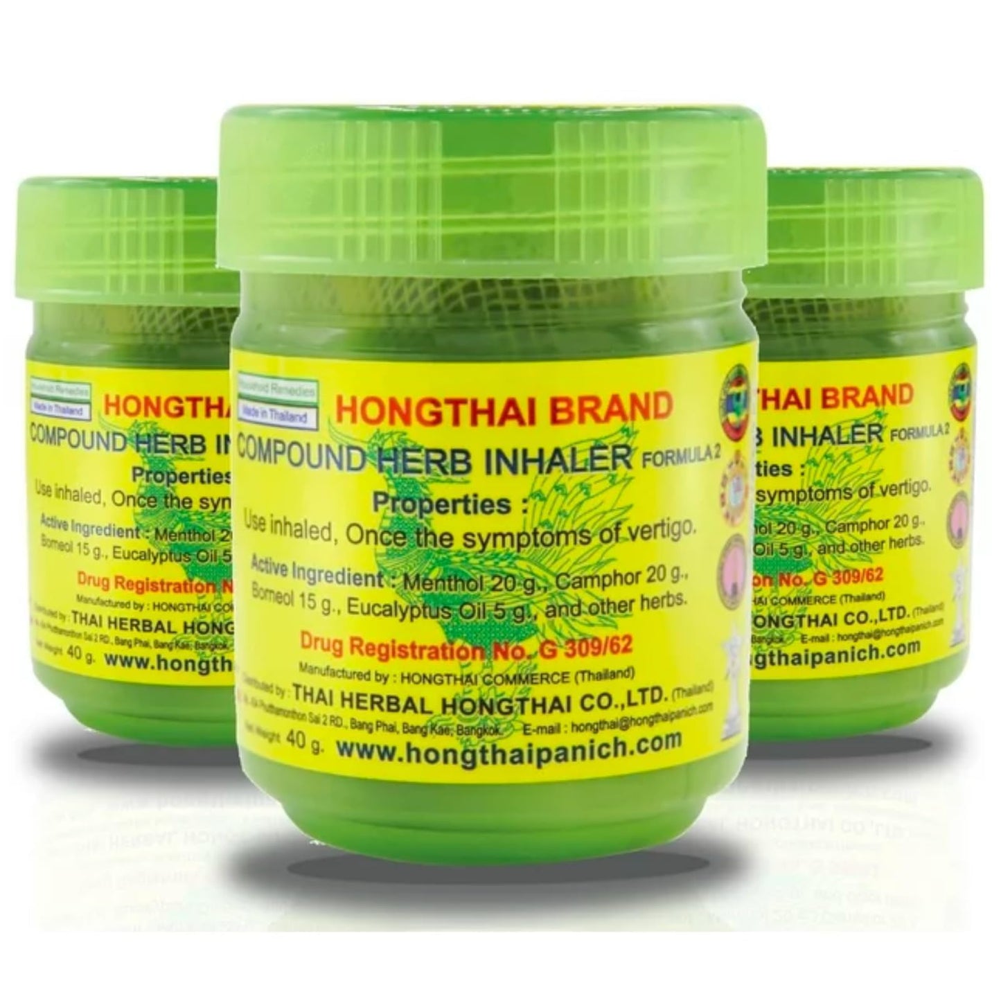 HONG THAI Traditional Thai Herbal Inhaler - Pack of 3 | Aromatherapy Nasal Inhalers