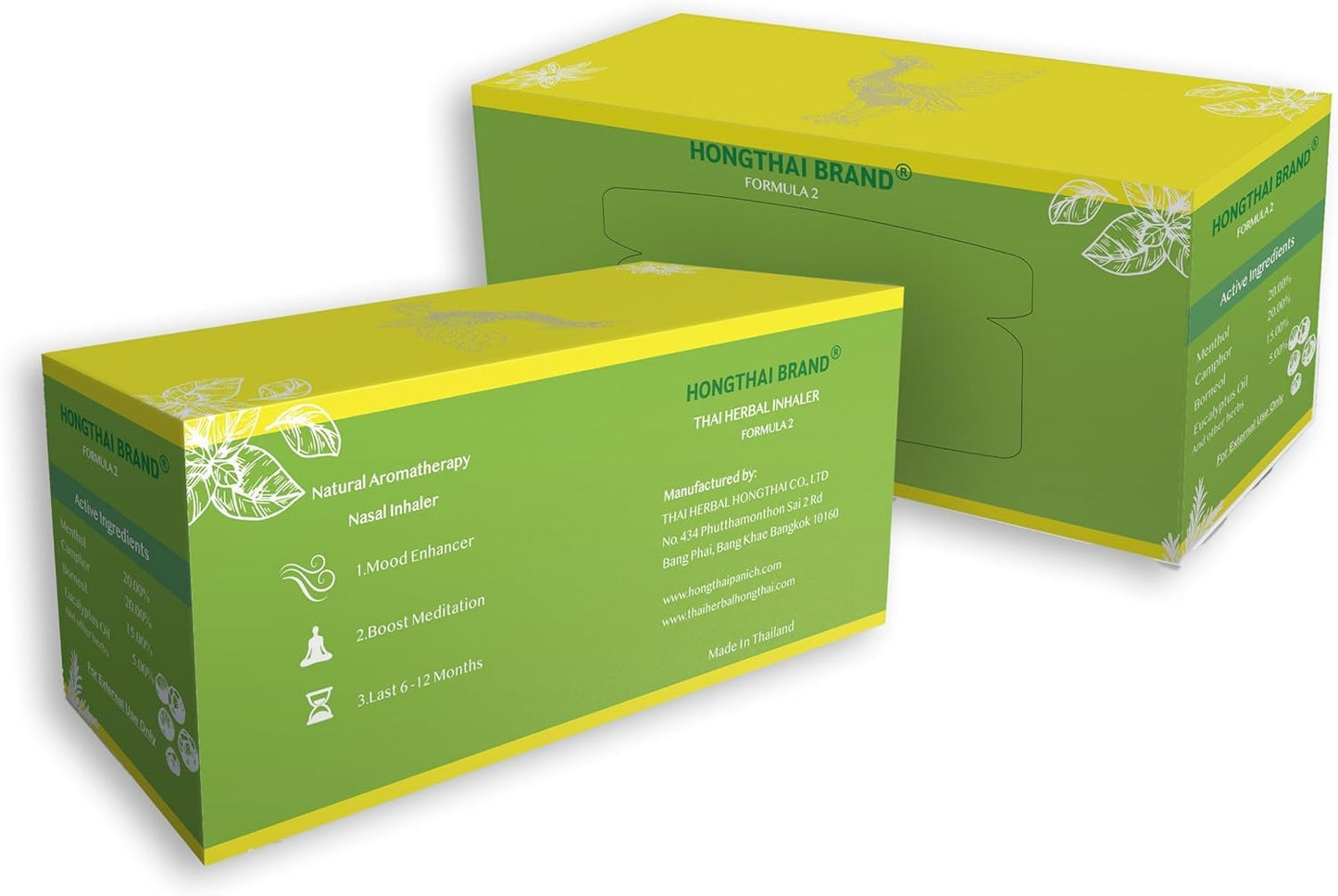 HONG THAI Traditional Thai Herbal Inhaler - Pack of 3 | Aromatherapy Nasal Inhalers