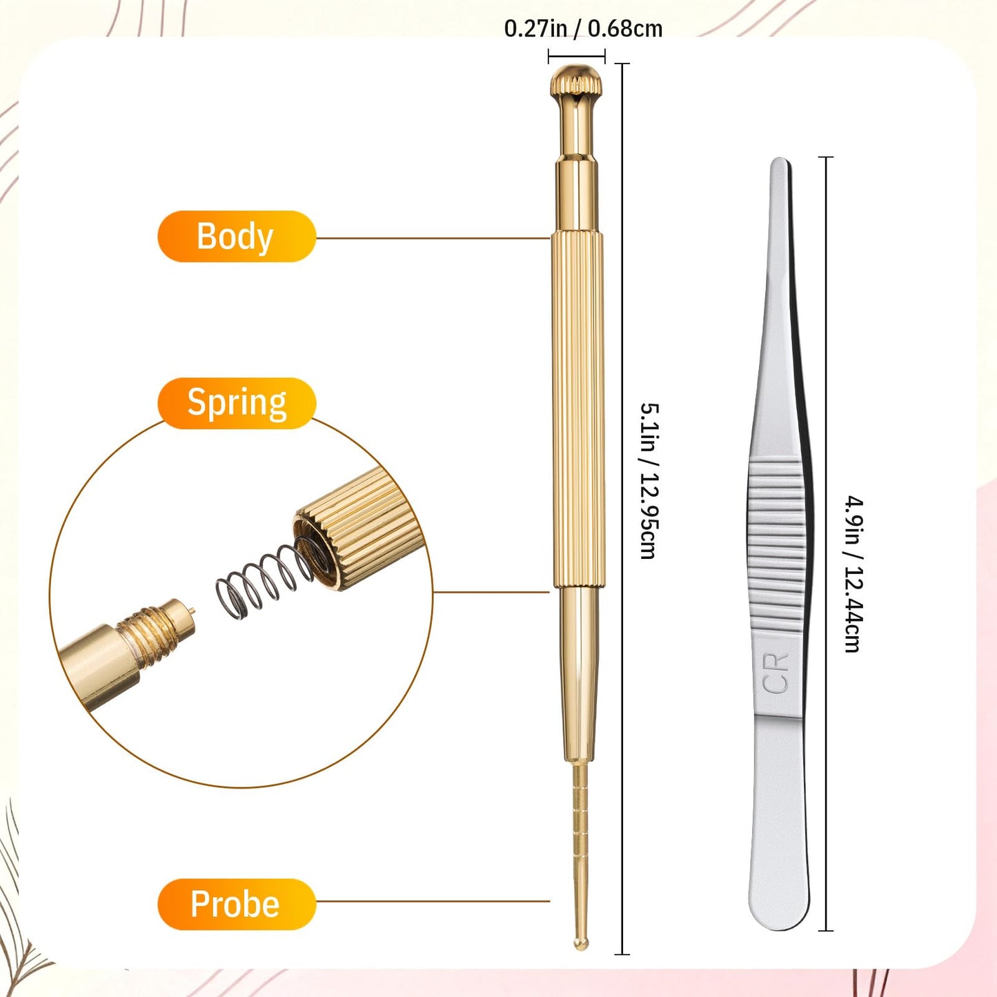 Honoson 1 Set 1200 Pcs Acupressure Ear Beads – Ear Counters, Acupuncture Kit with Chart, Probe & Tweezers