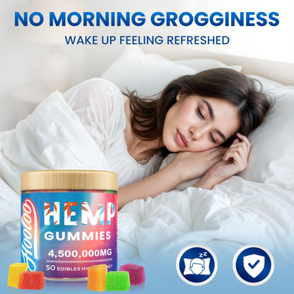 HOOLOO Hemp Gummies Extra Strength for Adults – 6 Flavors, Omega 3, USA Made (Pack of 4)