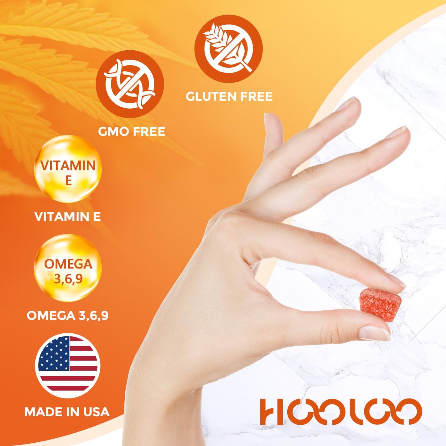 HOOLOO Hemp Gummies Extra Strength for Adults – 6 Flavors, Omega 3, USA Made (Pack of 4)