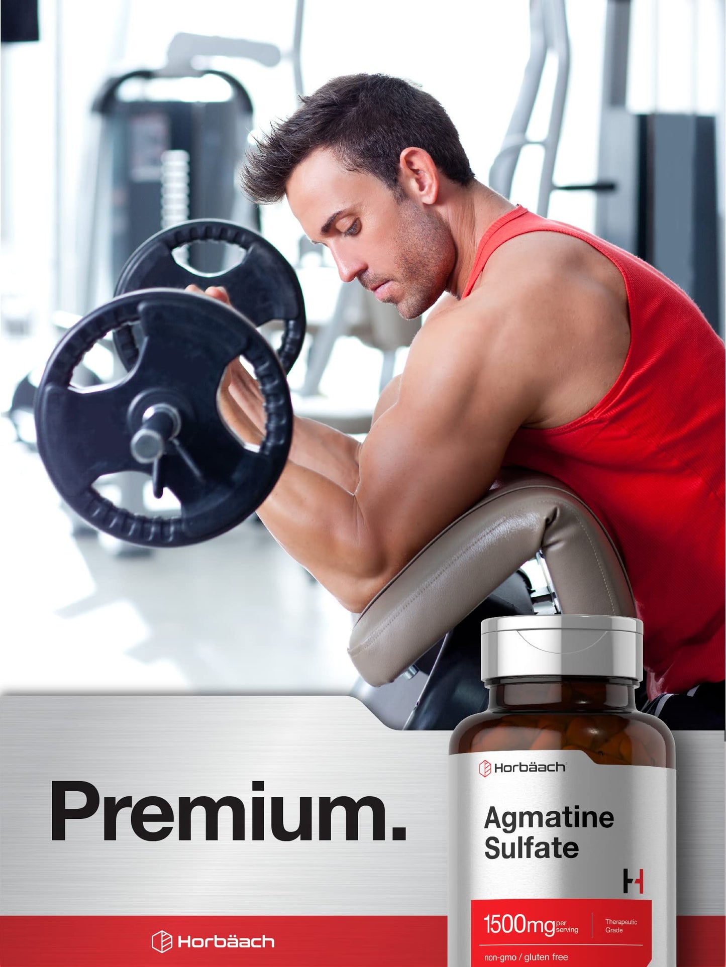 Horbäach Agmatine Sulfate Capsules 1500mg | 60 Count | Pharmaceutical Grade | Non-GMO, Gluten Free