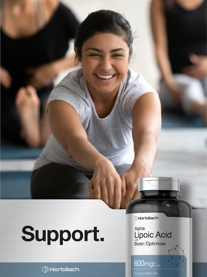 Horbäach Alpha Lipoic Acid 600mg + Biotin Optimizer – 240 Capsules (Pack of 2) | Gluten Free, Non-GMO